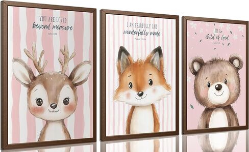 3Pcs Children's Bible Verse Wall Art Noahs Ark Nursery Painting picture Christian Inspirational Wall Decor Religious Educational Posters Prints for Kids Bedroom Classroom Home Decoration 12x16in in Saudi Arabia