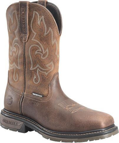 حذاء رجالي من DOUBLE-H بمقدمة آمنة مقاس 27.94 سم Wp Roper Western - حذاء جلدي متين ومقاوم للماء للعمل والمغامرات الخارجية in Kuwait