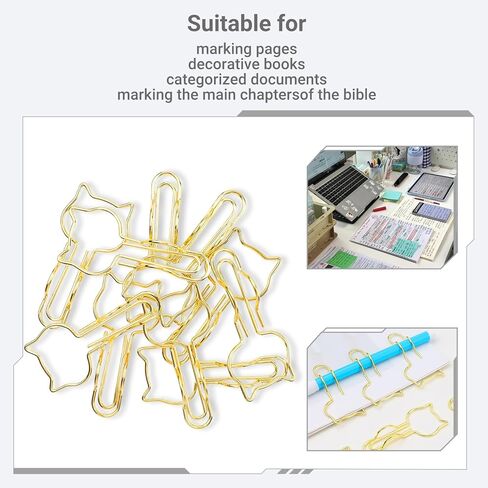 10-Pack Metal Pen Clips - Cute Cat Shaped Gold Paperclip Pen Holder for Notebooks and Papers - Metal Pen Clip Holder and Pen Holder Clip - School Office Supplies in Kuwait