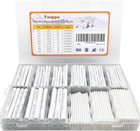 Heat Shrink Tubing Kit 355pcs - 3:1 Dual Wall Adhesive Lined - Electrical Waterproof Industrial Heat-Shrink Tubing Terminals- Marine Grade Wire Connector Shrink Wrap Tube - 3.15" Length - Black in Saudi Arabia