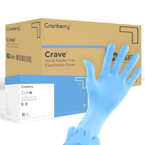 Cranberry CR3555 Crave Nitrile Powder Free Examination Glove, X-Small, Blue (Pack of 200) in Kuwait
