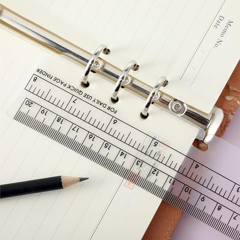 8PCS Notebook Ruler-A5 6 Ring Ruler Planner Bookmark Book Marker for Binder,Ymapinc Journal Ruler with Holes Measuring Tool for A5 Size 6-Ring Binder Notebook,Black,Transparent 8.7 * 1.8Inch in Saudi Arabia
