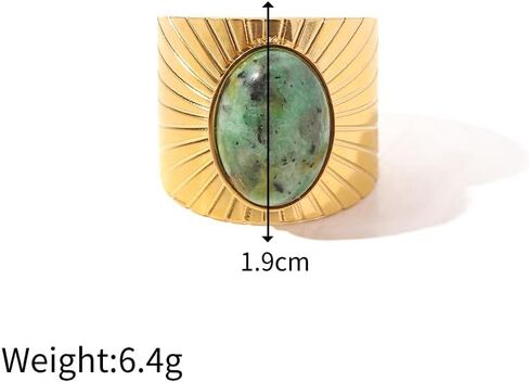 Geometric Oval Wide Chunky Open Statement Ring for Women Men Boho Vintage Stainless Steel African Turquoise Band Finger Rings Comfirm Fit Fashion Trendy Jewelry Size 9 in Saudi Arabia