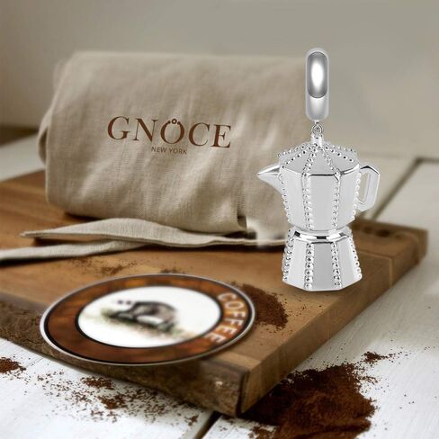 GNOCE Coffee Pot Pendant Charms 925 Sterling Silver Always Be Energetic Dangle Charms fit for Bracelet/Necklace Women Men… in Saudi Arabia