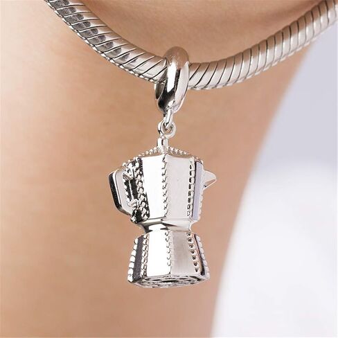 GNOCE Coffee Pot Pendant Charms 925 Sterling Silver Always Be Energetic Dangle Charms fit for Bracelet/Necklace Women Men… in Saudi Arabia