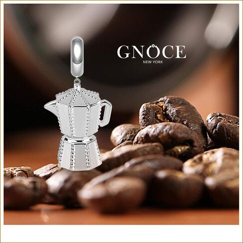 GNOCE Coffee Pot Pendant Charms 925 Sterling Silver Always Be Energetic Dangle Charms fit for Bracelet/Necklace Women Men… in Saudi Arabia