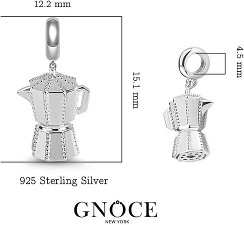 GNOCE Coffee Pot Pendant Charms 925 Sterling Silver Always Be Energetic Dangle Charms fit for Bracelet/Necklace Women Men… in Saudi Arabia