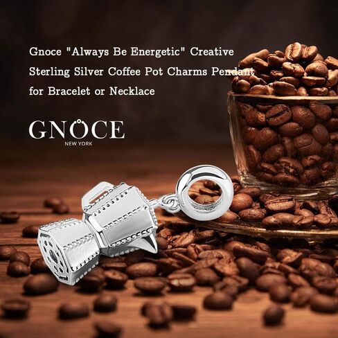 GNOCE Coffee Pot Pendant Charms 925 Sterling Silver Always Be Energetic Dangle Charms fit for Bracelet/Necklace Women Men… in Saudi Arabia