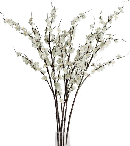 5 قطع من فروع أزهار الكرز الحريرية مقاس 91.44 سم زهور صناعية سيقان زهر الكرز الصناعي لمزهرية الصيف والربيع لديكور الزفاف (5، وردي) in Kuwait