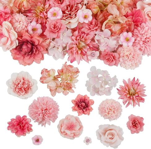 50 Pcs Artificial Flowers Heads Faux Daisy Flower Garland Heads Pink Small Fake Peony Rose Flowers Bulk Mini Silk Daisy Flower for Craft Wedding Party DIY Wreath Graduation Cap Home Decoration in Kuwait