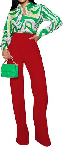 PINSV Women's Printed Button Down Shirt Long Sleeve Lapel Dressy Casual Work Blouse in Saudi Arabia