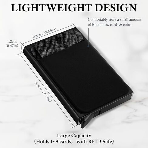 Stocking Stuffers for Men Adults,Wallet for Men with RFID Blocking,Simple Aluminum Credit Card Holder,Smart Pop Up Card Wallet,Mens Minimalist Wallet 9 Cards,Front Pocket for Cash or Coins (Black) in Saudi Arabia