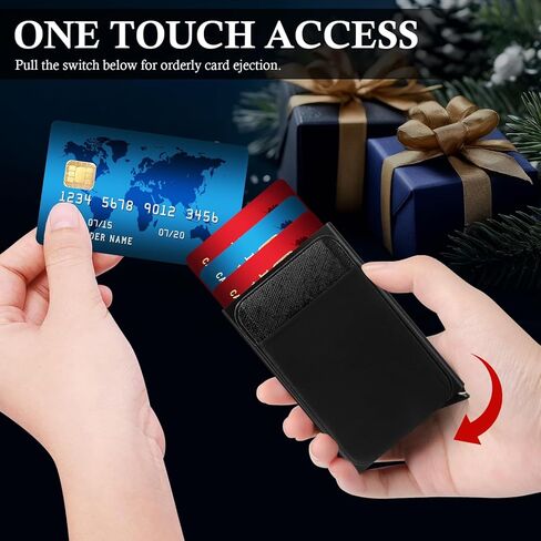 Stocking Stuffers for Men Adults,Wallet for Men with RFID Blocking,Simple Aluminum Credit Card Holder,Smart Pop Up Card Wallet,Mens Minimalist Wallet 9 Cards,Front Pocket for Cash or Coins (Black) in Saudi Arabia
