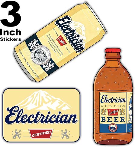 (Pack of 3) Electrician Sticker - Funny Electrical Worker Accessories Waterproof Stickers, 3 Inches in Kuwait