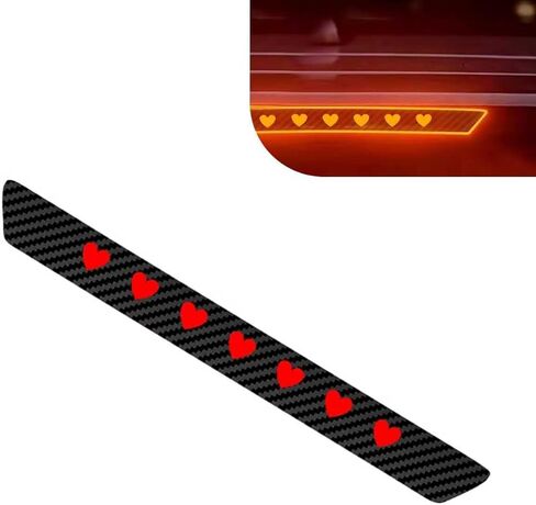 1 PC Third Brake Light Decal, Cute Heart-Shaped High Brake Light Sticker, Self-Adhesive Tail Lights Decals, Universal for Most Cars, Trucks, SUVs (Carbon Fiber) in Kuwait