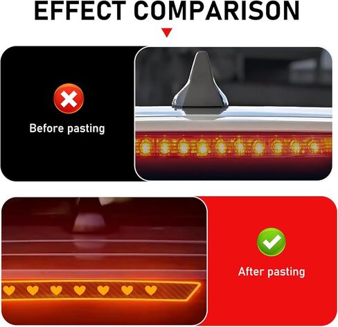 1 PC Third Brake Light Decal, Cute Heart-Shaped High Brake Light Sticker, Self-Adhesive Tail Lights Decals, Universal for Most Cars, Trucks, SUVs (Carbon Fiber) in Kuwait