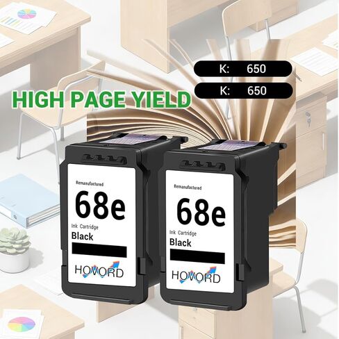 Ink Cartridge 68E Replacement for HP 68e High Capacity 68 Black Work with Envy 6152e 6155e 6552e 6555e 6558e Printer 6100e 6500e Printer 2-Pack in Saudi Arabia