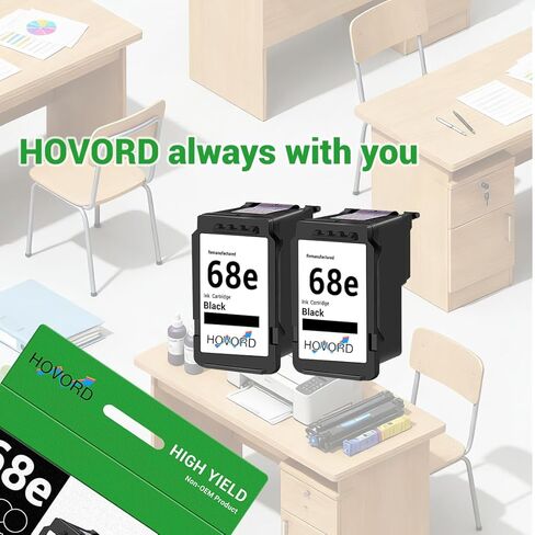 Ink Cartridge 68E Replacement for HP 68e High Capacity 68 Black Work with Envy 6152e 6155e 6552e 6555e 6558e Printer 6100e 6500e Printer 2-Pack in Saudi Arabia