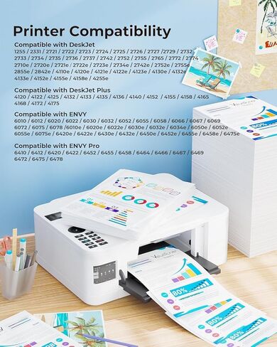 خراطيش 67XL سوداء/ملونة لحبر HP 67 67XL للطابعات Deskjet 2700e 2755e 2732 2752 Deskjet 4155 4155e Envy 6055 6055e 6052 6058 Envy Pro 6400 6455 6455e 6458، عبوتان in Kuwait