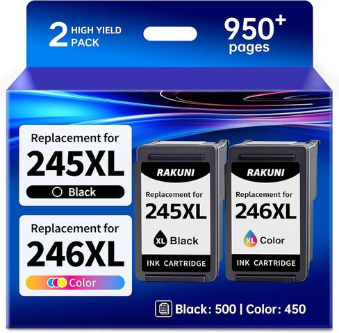 245XL 246XL Combo Ink Cartridge Replacement for Canon 245XL 246Xl Ink PG-245 CL-246 for Pixma MG2522 MX490 MX492 MG2500 TS202 TS3322 TR4522 TR4520 TR4500 for Cannon Printer ink 245xl 246xl(2 Pack) in Kuwait