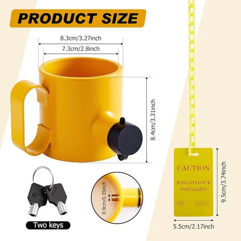 King Pin Lock 5th Wheel Hitch Lock Solid Steel Yellow Anti Theft Protection with Handle Warning Tag and 2 Keys for Trailers, Rv, Semi Trucks in Saudi Arabia