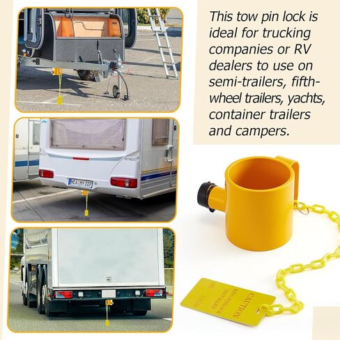 King Pin Lock 5th Wheel Hitch Lock Solid Steel Yellow Anti Theft Protection with Handle Warning Tag and 2 Keys for Trailers, Rv, Semi Trucks in Saudi Arabia
