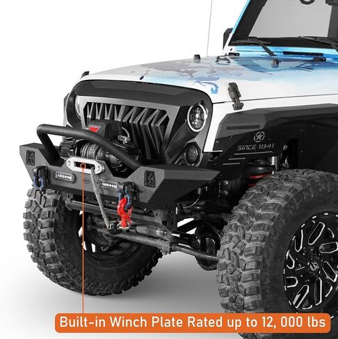 Hooke Road Offroad Front Bumper + Rear Bumper w/Tire Carrier Kit for 2007-2018 Jeep Wrangler JK & Unlimited 2/4 Doors in Saudi Arabia