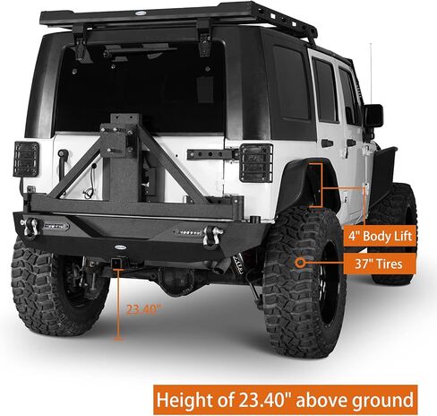 Hooke Road Offroad Front Bumper + Rear Bumper w/Tire Carrier Kit for 2007-2018 Jeep Wrangler JK & Unlimited 2/4 Doors in Saudi Arabia