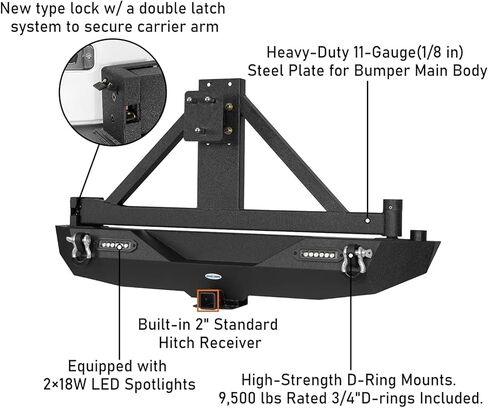 Hooke Road Offroad Front Bumper + Rear Bumper w/Tire Carrier Kit for 2007-2018 Jeep Wrangler JK & Unlimited 2/4 Doors in Saudi Arabia