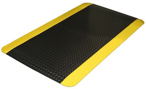 Durable Corporation-442S35BKY Vinyl Diamond-Dek Sponge Industrial Anti-Fgue Floor Mat, 3' x 5', Black with Yellow Border in Kuwait