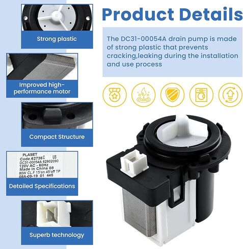 DC31-00054A Washer Drain Pump by AMI PARTS Replaces DC31-00016A AP4202690 62902090- Fit for kenMore samSung Washing Machine in Kuwait