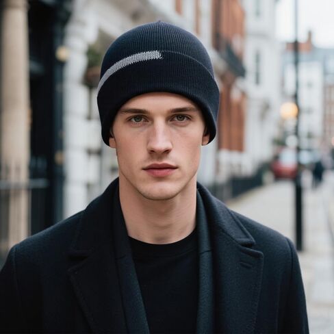 Striped Knit Beanie Hats for Men and Women - Warm Winter Caps with Classic Minimalist Design in Saudi Arabia