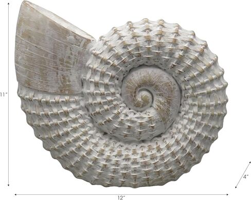 Decorative Woven Seashell Sculpture Statue - Home Decor Ornament for Bathroom, Office, Room, and Living Room Decor - Perfect Decorations for Shelf and Coffee Table Decor Accent - 11", White in Kuwait