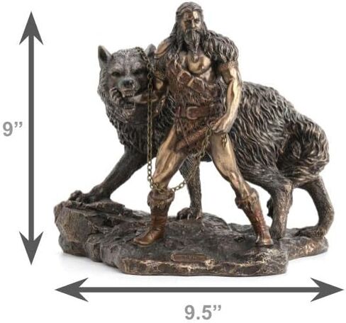 Veronese Design Norse God of Combat and Victory Tyr The Binding Fenrir Wolf Bronze Finish Statue - 9 Inches High Impressive Detail Hand Painted Accents in Saudi Arabia