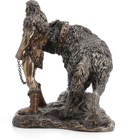 Veronese Design Norse God of Combat and Victory Tyr The Binding Fenrir Wolf Bronze Finish Statue - 9 Inches High Impressive Detail Hand Painted Accents in Saudi Arabia