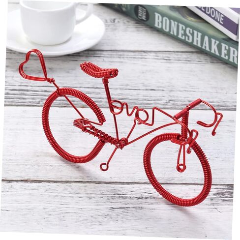 Handmade Red Metal Bike Model Figurine Creative Miniature Desktop Decoration Ornaments for Home and Office Decor Unique Metal Crafts Vintage Bike Decor in Saudi Arabia