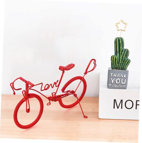 Handmade Red Metal Bike Model Figurine Creative Miniature Desktop Decoration Ornaments for Home and Office Decor Unique Metal Crafts Vintage Bike Decor in Saudi Arabia