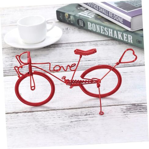 Handmade Red Metal Bike Model Figurine Creative Miniature Desktop Decoration Ornaments for Home and Office Decor Unique Metal Crafts Vintage Bike Decor in Saudi Arabia