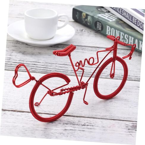 Handmade Red Metal Bike Model Figurine Creative Miniature Desktop Decoration Ornaments for Home and Office Decor Unique Metal Crafts Vintage Bike Decor in Saudi Arabia