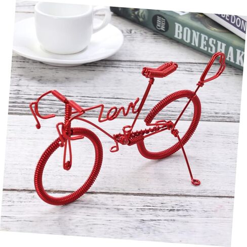 Handmade Red Metal Bike Model Figurine Creative Miniature Desktop Decoration Ornaments for Home and Office Decor Unique Metal Crafts Vintage Bike Decor in Saudi Arabia