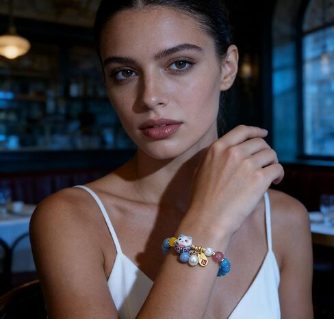 SOOWOOT Feng shui Bracelet-Lucky Cat Bracelet with Blue Crystal & CeramicCat Pendant -Feng shui Good Luck Jewelry for Women, AttractsWealth & Provides Protective Energy in Kuwait