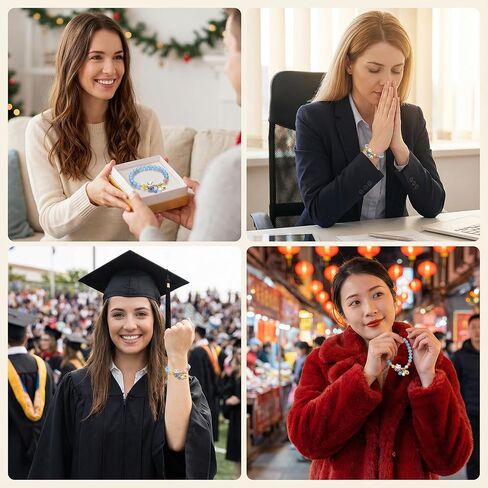 SOOWOOT Feng shui Bracelet-Lucky Cat Bracelet with Blue Crystal & CeramicCat Pendant -Feng shui Good Luck Jewelry for Women, AttractsWealth & Provides Protective Energy in Kuwait