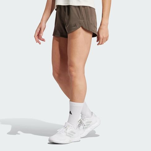 Adidas Women's Pacer Training 3-Stripes Woven High Rise Shorts, Shadow Olive/Shadow Olive, S 3" in Saudi Arabia