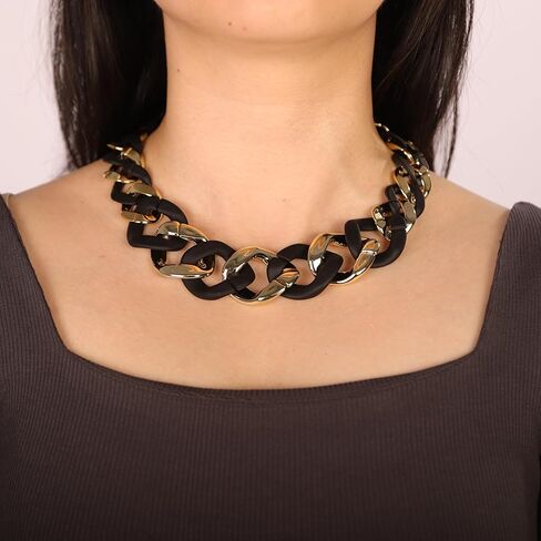 YERTTER Punk Chunky Mixed Color Cuban Chain Necklace Acrylic Link Chain Lightweight Chain Curb Choker for Women in Saudi Arabia