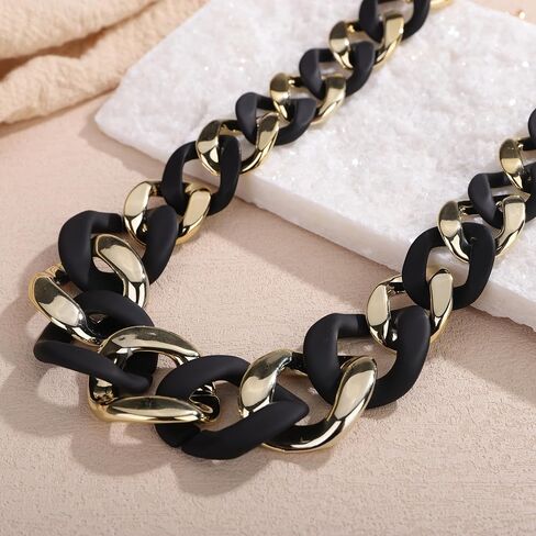 YERTTER Punk Chunky Mixed Color Cuban Chain Necklace Acrylic Link Chain Lightweight Chain Curb Choker for Women in Saudi Arabia