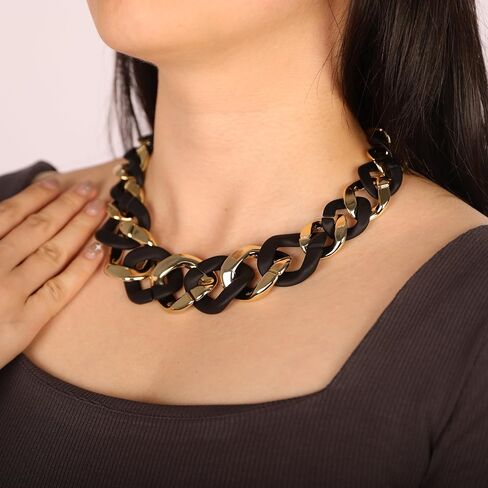 YERTTER Punk Chunky Mixed Color Cuban Chain Necklace Acrylic Link Chain Lightweight Chain Curb Choker for Women in Saudi Arabia