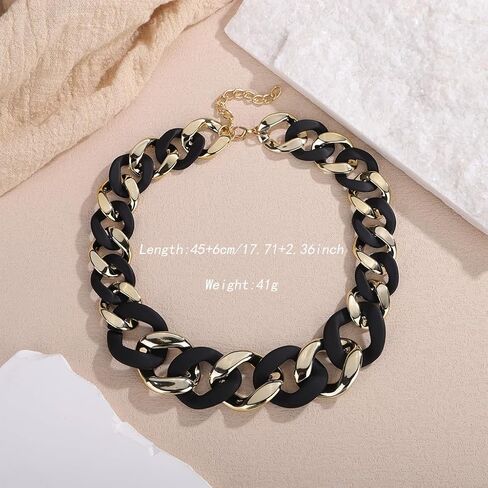 YERTTER Punk Chunky Mixed Color Cuban Chain Necklace Acrylic Link Chain Lightweight Chain Curb Choker for Women in Saudi Arabia