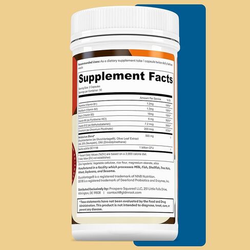 تركيبة امتصاص متقدمة من GLDN Berberine - 200 مجم ديهيدروبيرين 5X تحسين الامتصاص - DIM - بيكولينات الكروم والبروبيوتيك DE111 لدعم الجهاز الهضمي - صديقة للنباتيين - 60 كبسولة in Kuwait