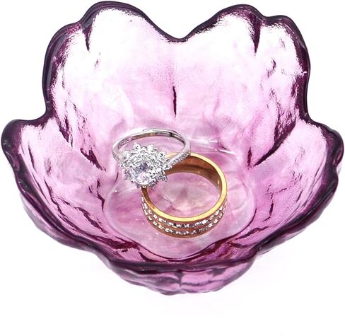 Amethyst Flower Ring Dish Jewelry Tray, Decorative Glass Trinket Dish, Modern Accent Tray for Vanity in Kuwait
