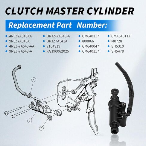 4R3Z7A543AA Clutch Master Cylinder Compatible with Ford Mustang 2005 2006 2007 2008 2009 2010 2011 2012 2013 2014 V6,Replacement CM640047 in Kuwait